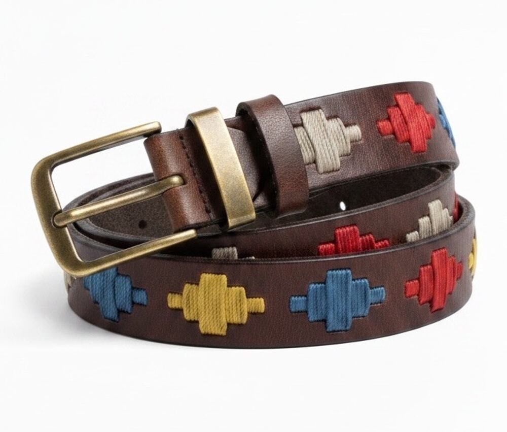 Arandu Argentina Kids Polo Belt Leather Colorful Embroidered Gaucho 60cm 3-4 Yrs